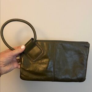 HOBO Olive Green Leather Wristlet